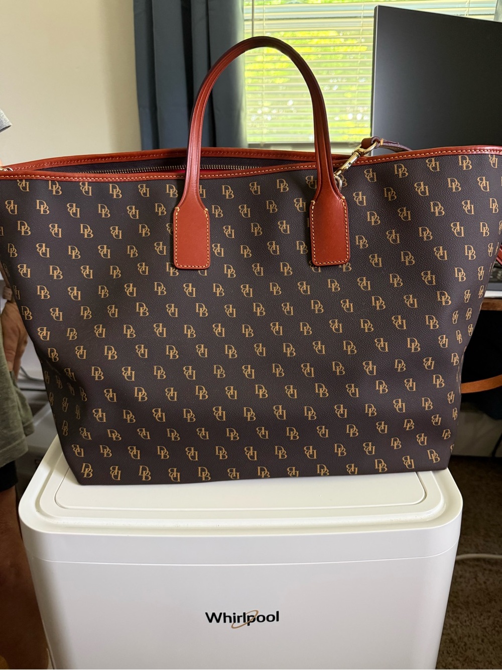 Dooney & Bourke Brown Signature Tote with Chestnut Trim - Picture 2 of 6